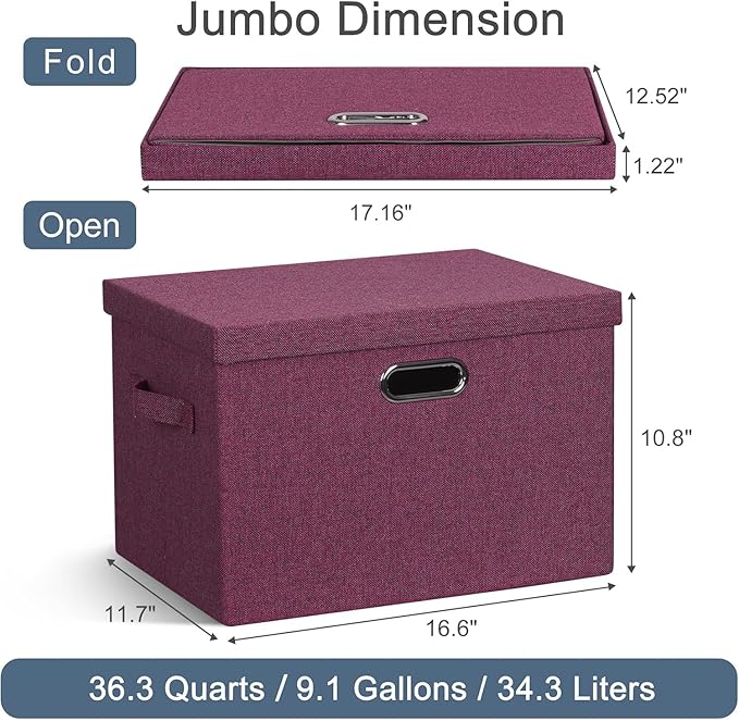 Graciadeco Large 17" 36 Quart Collapsible Stackable Storage Bins - Image 2
