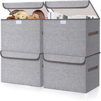 Bagnizer Large 22 Quart Linen Fabric Foldable Storage Bin Cube Organizer Basket by Bagnizer