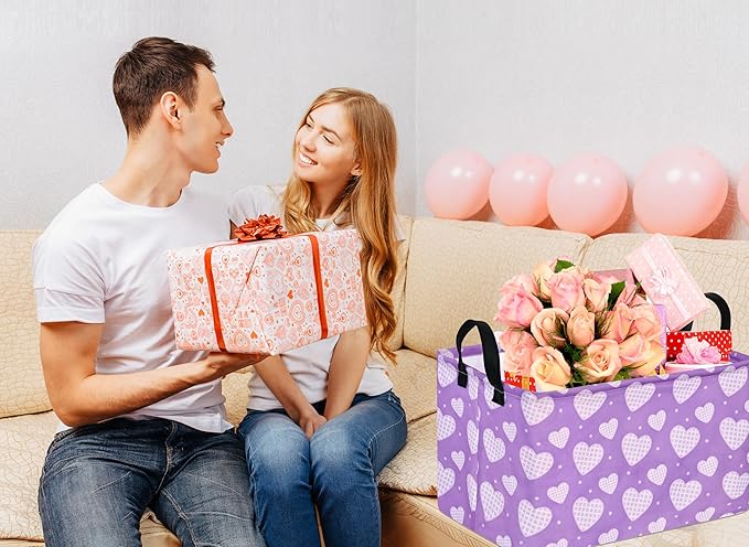 FUULOXE Rectangular Valentines Basket Storage Bin - Image 4