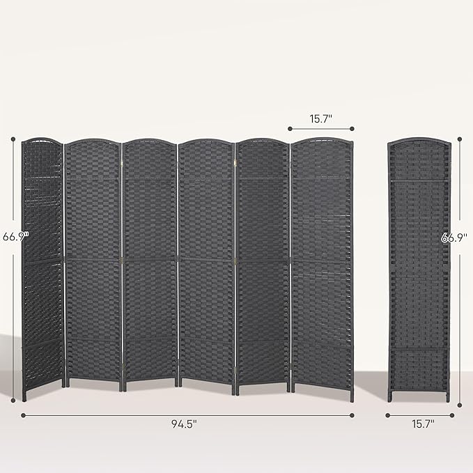 HOMCOM Room Divider, 6 Panel Folding Privacy Screen, 5.6' Tall Freestanding - Image 7