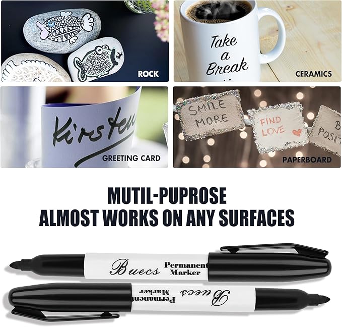 Buecs Permanent Markers, Fine Point, Waterproof & Smear Proof Markers, Quick - Image 6