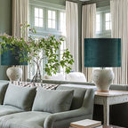 Green Velvet Lampshades Set of 2 Large Drum Lamp Shade 16" Top x 16" Bottom x - Image 8