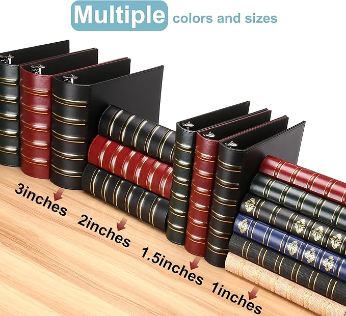 LETVPVOW Vintage Hardback 3 Ring Binder 3 Inch, Professional Leather Binder 3 - Image 4