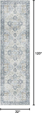 GENIMO Runner Rug 2'6''x10, Non Slip Vintage Hallway Runner Rugs, Low Pile - Image 2