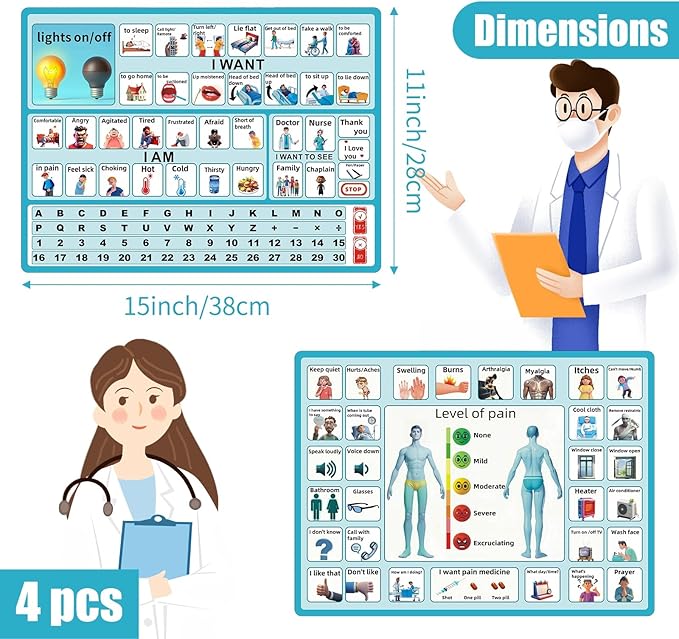 4 Pcs 15''x 11''Nonverbal Communication Board, - Image 2