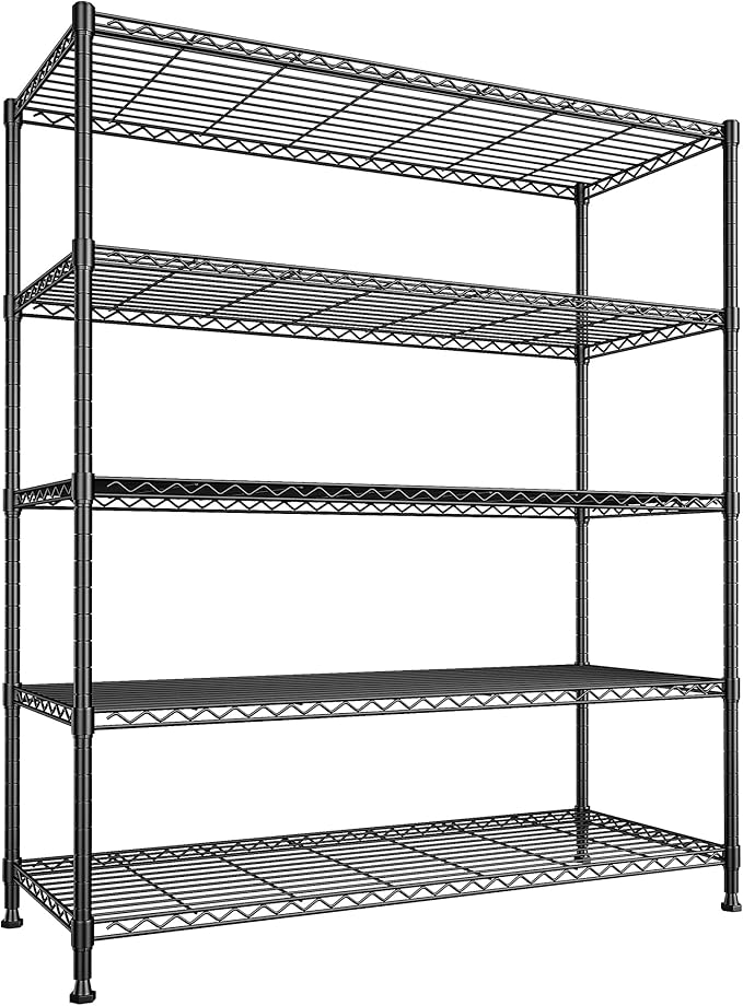 45 "W Storage Shelves 5 Tier Wire Shelving Unit Adjustable Metal Shelving Wire by Durayloly