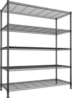 45 "W Storage Shelves 5 Tier Wire Shelving Unit Adjustable Metal Shelving Wire by Durayloly
