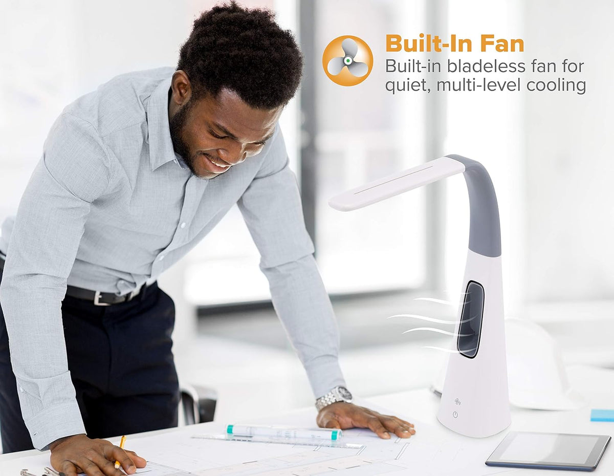 Bostitch Office VLED1603GR Desk Lamp with Bladeless Fan, Dimmable, Adjustable...