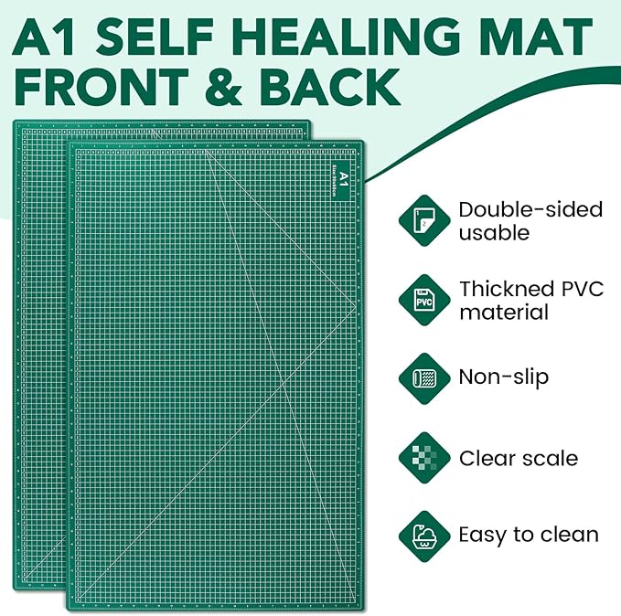 CLOYAN Large Cutting Mat 24"x36", 1 Pack Double-Sided 5-Ply Self Healing Sewing - Image 4