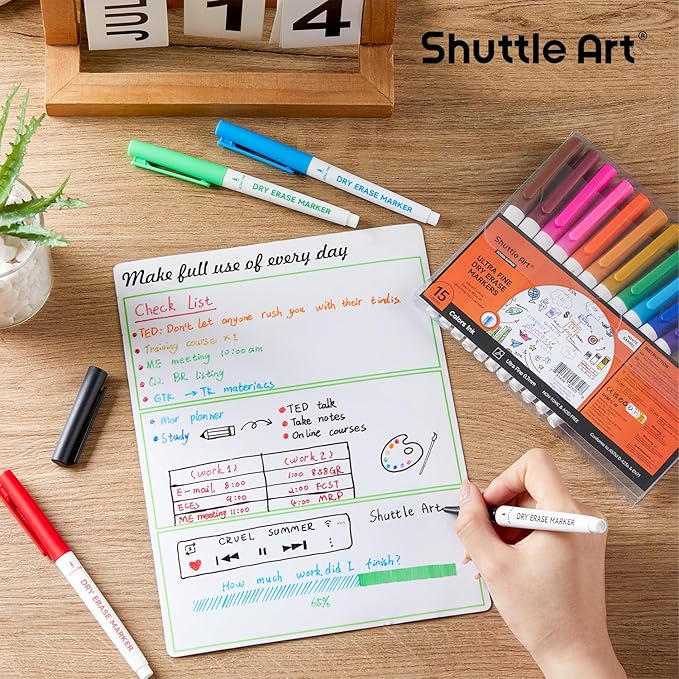 Shuttle Art Ultra Fine Dry Erase Markers, 15 Colors Whiteboard Markers - Image 8
