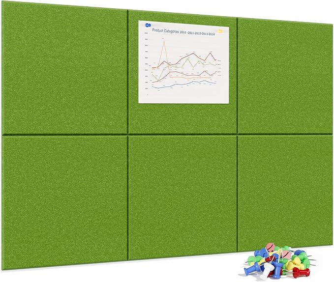 Neatsure Large Cork Board for Wall, 6 Panels Felt Tiles Tack Push Pin Board for by Neatsure