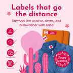Name Bubbles - Kids Custom Name Labels for Daycare, School, Camp (102 Labels) - Personalized Waterproof Name Stickers for Clothes Tags, Lunch Boxes, Water Bottles, & School Supplies (Flowers)