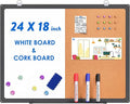 Magnetic White Board and Cork Board Combo, 24 X 18 inches Whiteboard Bulletin by TRIPOLLO