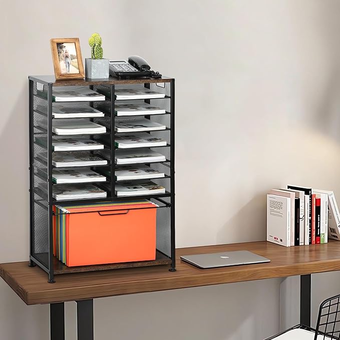 EasyPAG Rolling File Cart with 14 Slot Mail Organizer, Under Desk Storage with - Image 8