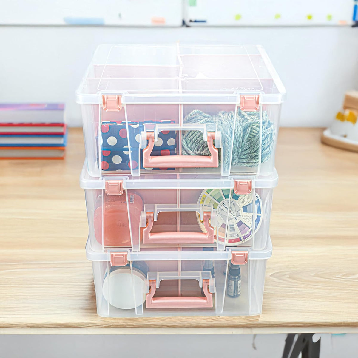 artbin super satchel double deep, 8-compartment box, rose, view 9