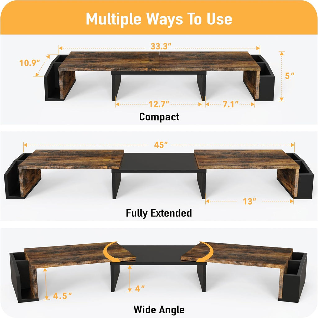 simple houseware desk dual monitor stand riser with, close-up detail