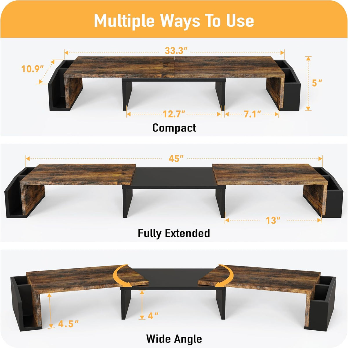 simple houseware desk dual monitor stand riser with, close-up detail