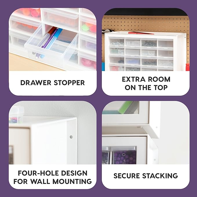 IRIS USA Plastic Drawer Storage Organizer, 24-Drawer Teacher Toolbox Bead Small - Image 4