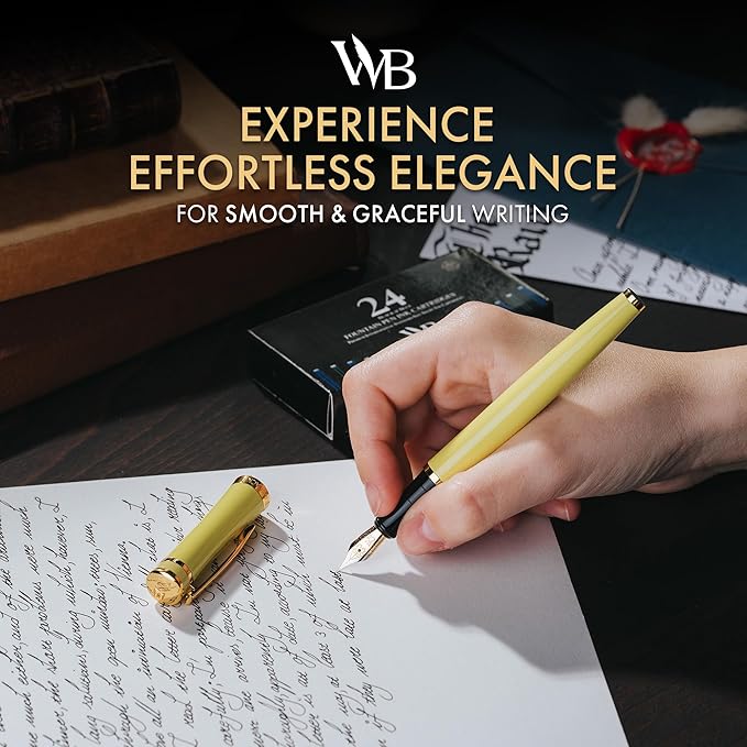 Wordsworth & Black Fountain Pen Set, 18K Gilded Medium Nib, Includes 24 Pack - Image 2