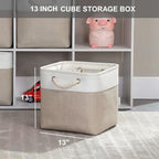 Mangata Canvas Storage Boxes, 13 Inch Cube Storage Bins Set of 6, Fabric Baskets - Image 3