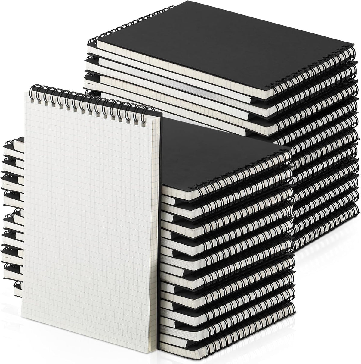 Engrowtic 48 Pack Graph Paper Spiral Notepad A5 Top Wirebound Notepad Grid