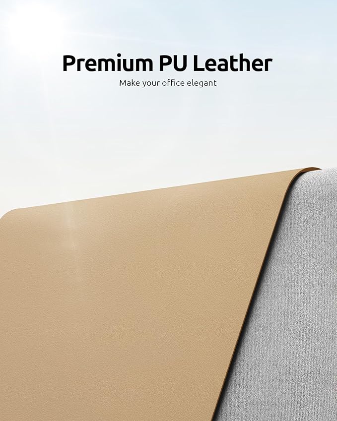 YSAGi Leather Desk Protector, Office Mat, Large Mouse Mat, Non-Slip PU Leather - Image 2