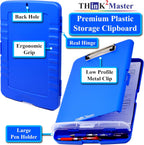 Think2Master [3 Pack] Blue Plastic Storage Clipboard with Pencil Holder. | 25% Heavier & 25% Sturdier| Heavy Duty. Nursing, Teacher & Classroom Must Have.