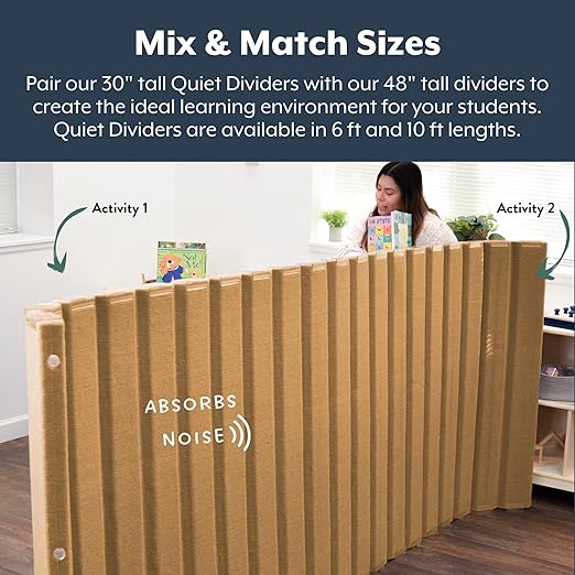 Angeles, Quiet Divider with Sound Sponge 48" x 10' Wall in Natural Tan - Image 4