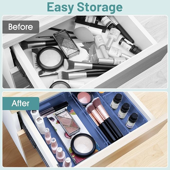 WOWBOX 25 PCS Plastic Drawer Organizer Set, 4 Sizes Desk Drawer Divider - Image 4