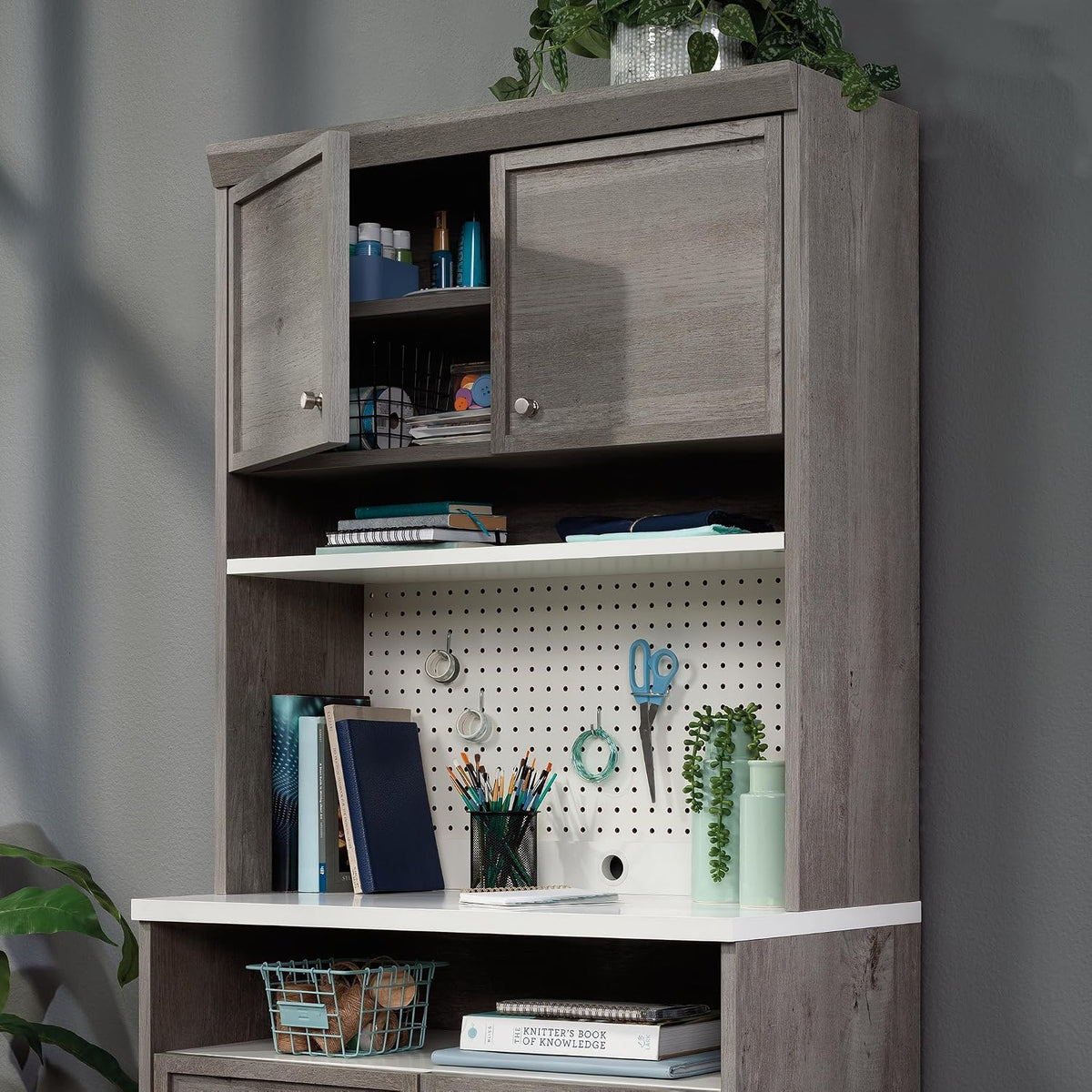 Sauder Craft Pro Series Hutch, Mystic Oak Finish