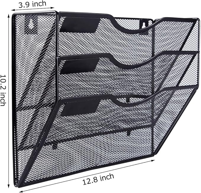 EASEPRES 3 Pocket Mesh Hanging Wall File Organizer, Wall Mounted Mail Paper - Image 2