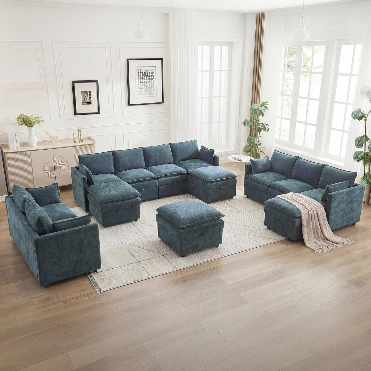 27" Large Square Ottoman with Storage, Modern Upholstered Footrest with ...