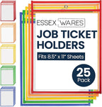 Essex Wares - 25 Pack, Job Ticket Holders, Reusable & Easy Erase Plastic by EssexWares
