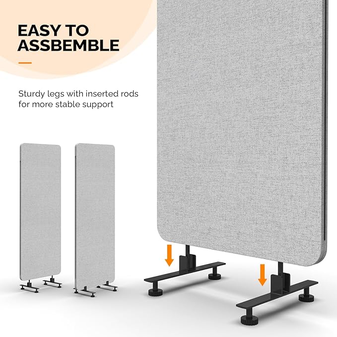 VINGLI Room Divider Screen, Freestanding Privacy Partition Wall, Zipper - Image 4