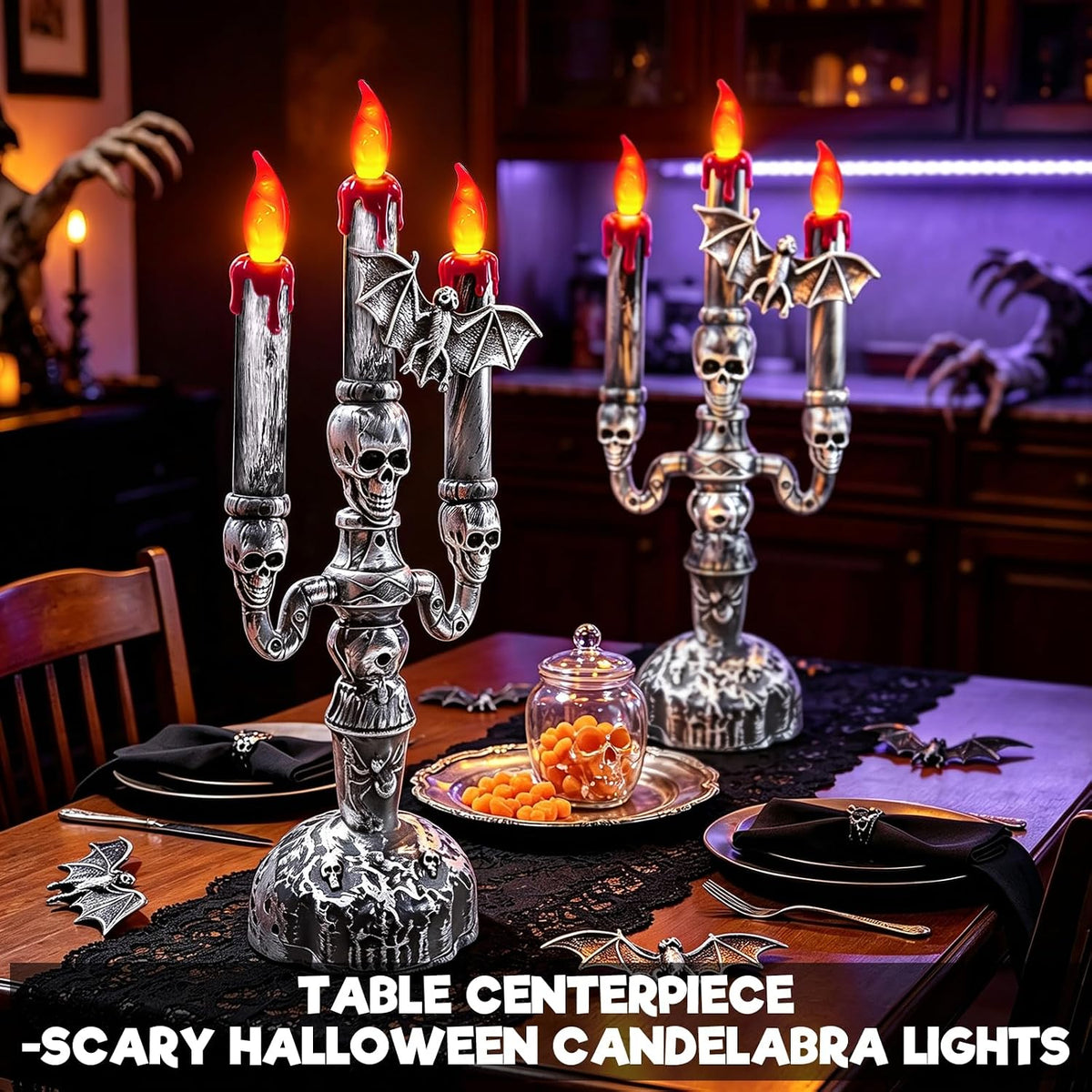 2 Pack Halloween Candles Flameless Table Centerpieces Decorations Indoor
