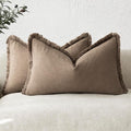 Foindtower Set of 2 Decorative Linen Fringe Lumbar Throw Pillow Covers Boho by Foindtower