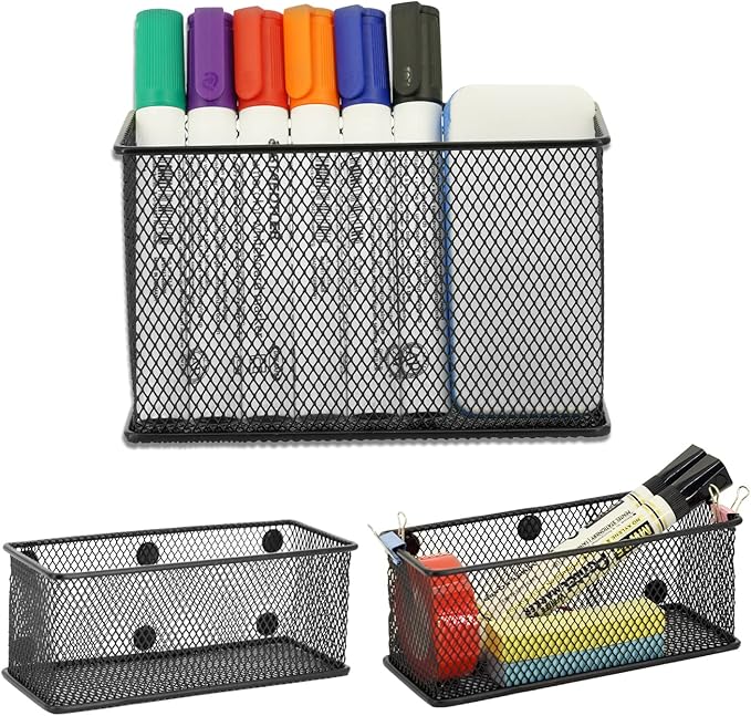 Neudeco Locker Shelf Organizer, Magnetic Pencil Holder, Metal Storage Basket - Image 2