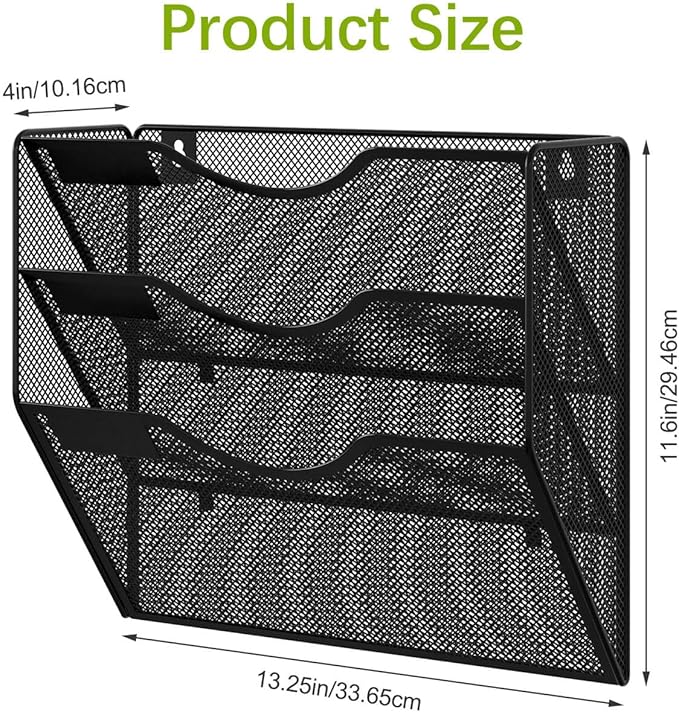 EasyPAG 3 Pocket Mesh Wall File Organizer, Hanging Paper Folder Holder - Image 7