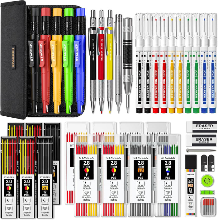 STAGEEK 49 Pack Carpenter Pencils Set With 164 Refills