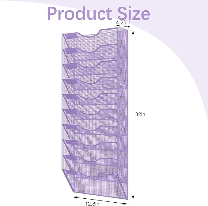 EasyPAG 10 Pocket Mesh Wall File Organizer, Hanging Paper Folder Holder - Image 9