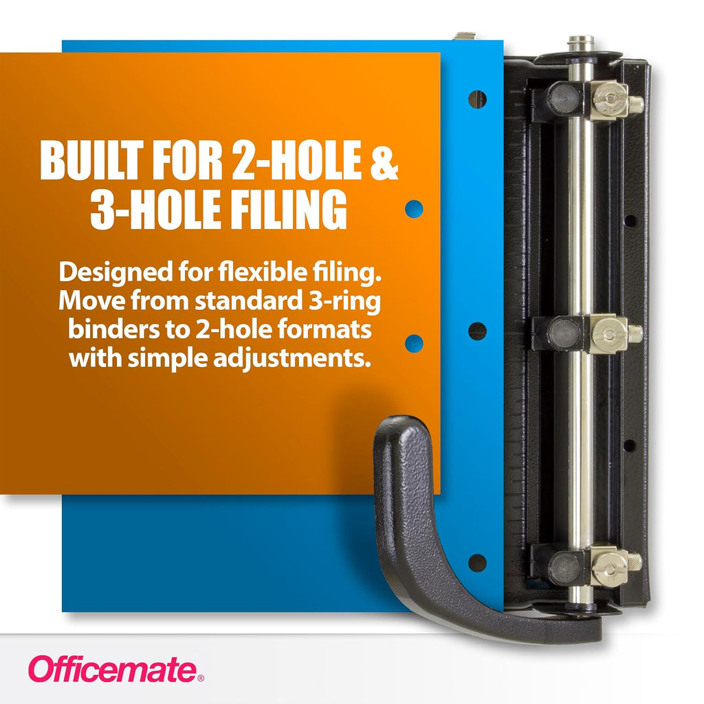 officemate 3 hole punch - 32 sheet capacity, close-up detail