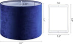 GO&SO Large Drum Lamp Shades Set of 2 Blue Velvet Lampshade - Image 2