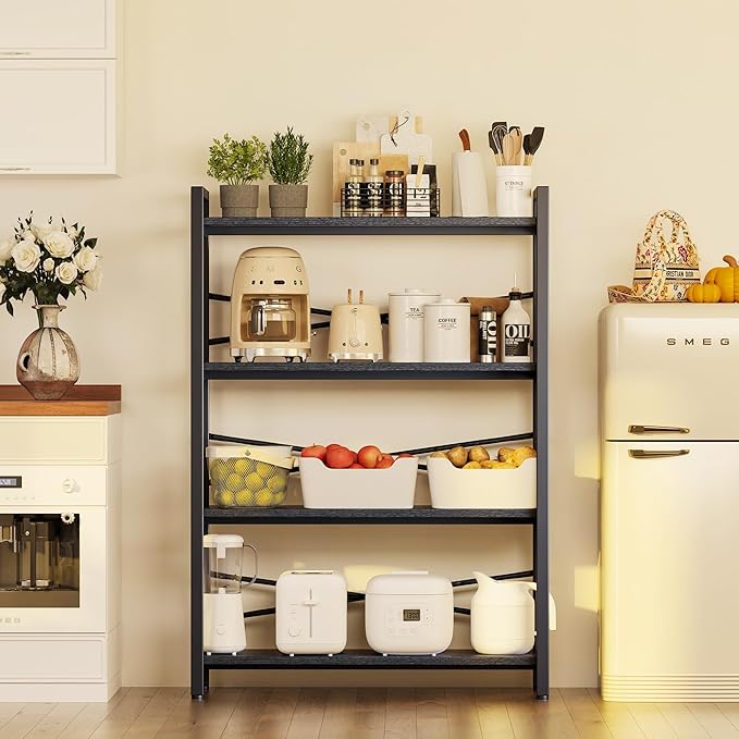 4 Tier Bookshelf 31.49" Width, Tall Book Shelf Storage and Organization - Image 4
