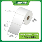 3" x 3" Thermal Labels | 4 Rolls | 2100 Labels | fits Zebra, Offnova Thermal - Image 3