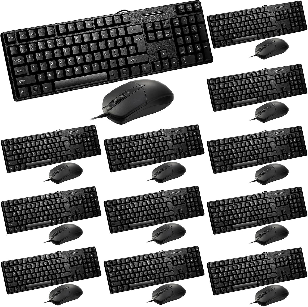Fabbay 24 Pcs USB Wired Keyboard and Mouse 12 Wired Mouse 12 Corded Full Size...