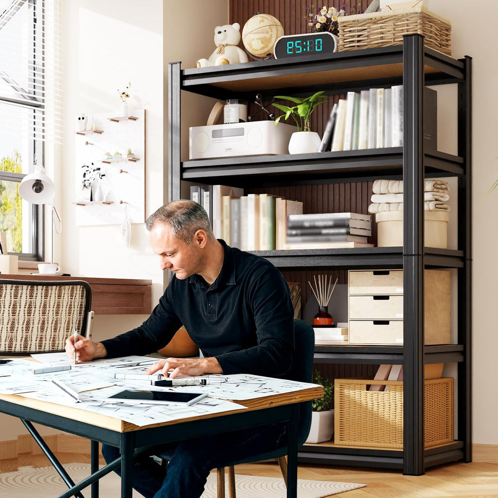 33" h x 35" w garage shelving for showing dimensions