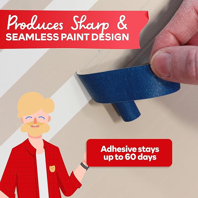 XFasten Blue Painter's Tape, 2 Inch x 60 Yards Blue Painters Masking Tape Bulk - Image 8