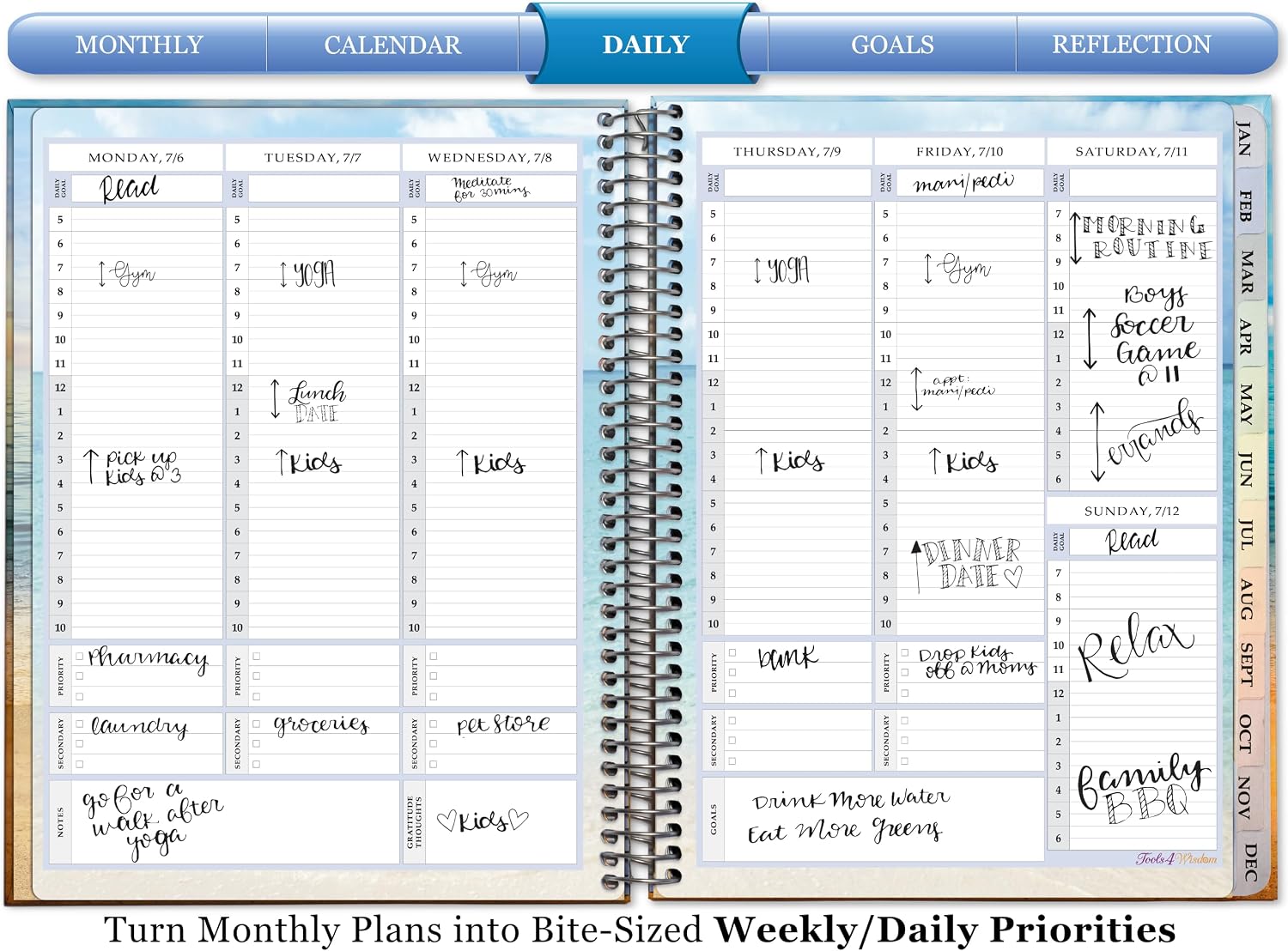 Planner 2026-2027 - Daily Weekly and Monthly Calendar with Stickers, Tabs, Pocket & Thick Paper - 15 Month Academic Year - Spiral Bound 8.5x11 Hardcover - A6J7 - Life is Short
