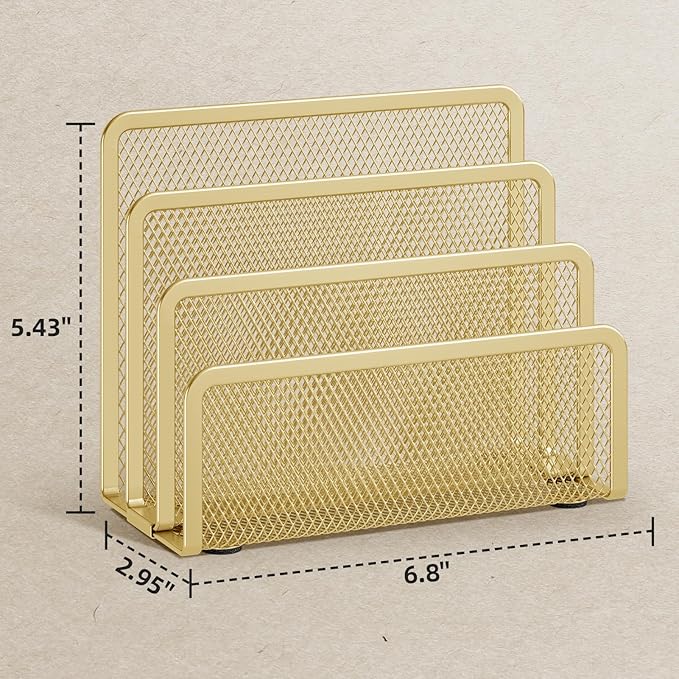 Marbrasse Mail Organizer for Desk, 3-Slot Mesh Metal Mail Holder countertop - Image 6