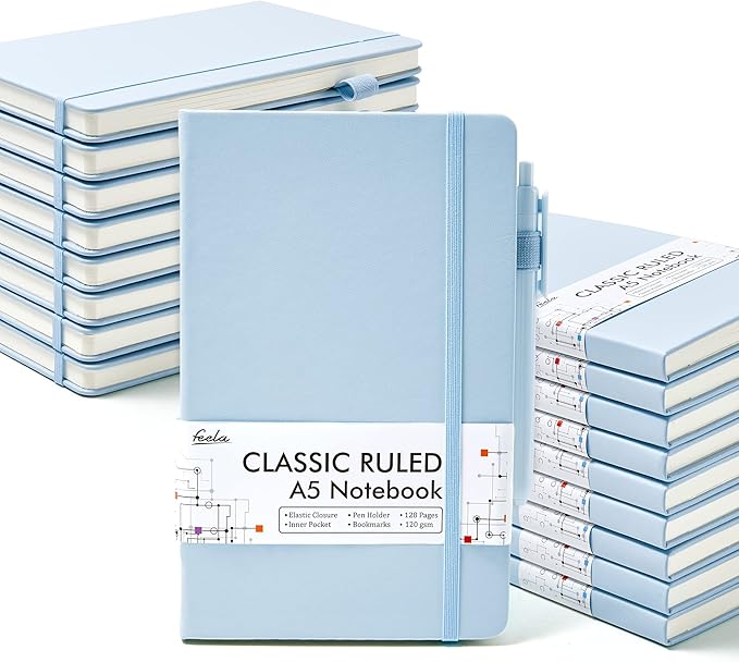 feela 18 Pack Journal Notebook for Work, Business Notebook Bulk Hardcover Lined by feela